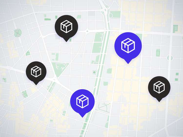 Pick up points map for eCommerce.