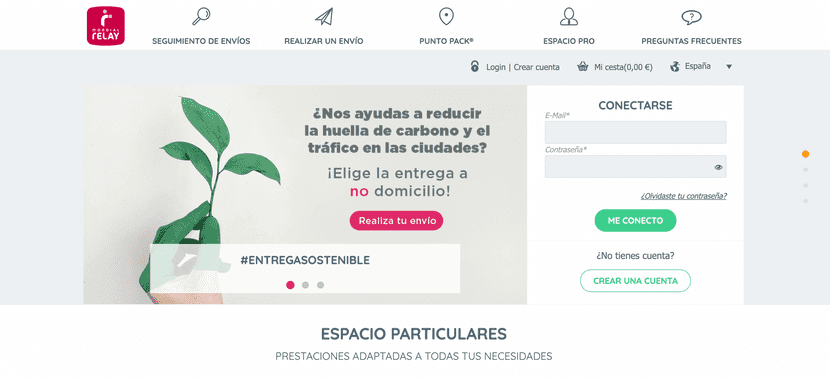 Página web de Mondial Relay para envíos eCommerce.