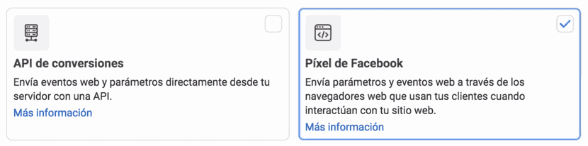 Canal para activar y sincronizar el píxel de Facebook