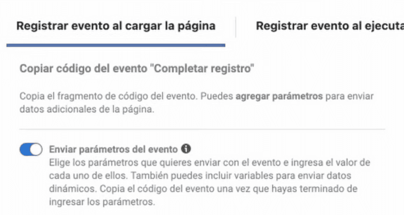 Configurar los parámetros y valores de los eventos