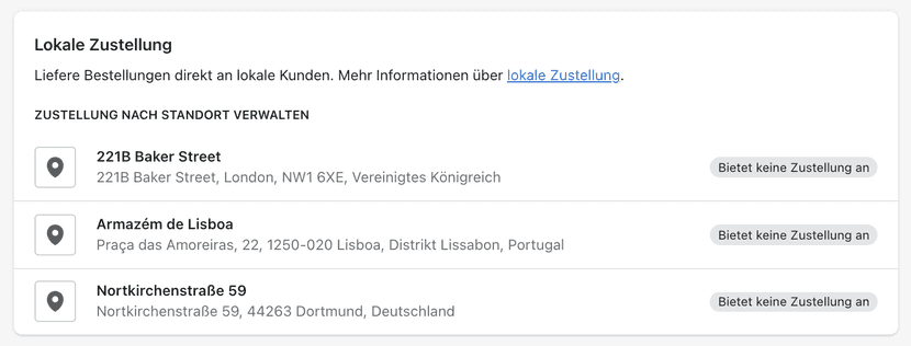 Lokale Zustellung konfigurieren