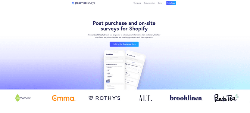 grapevine post purchase survey app for shopify
