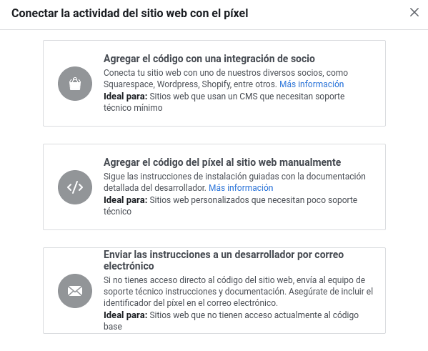Métodos para instalar el píxel de Facebook en una web