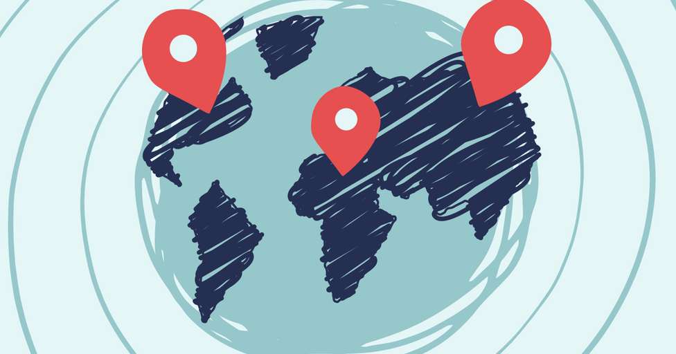 Dibujo de un mapa del mundo como representación de la internacionalización de una empresa.