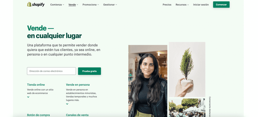 página web de shopify para tiendas online