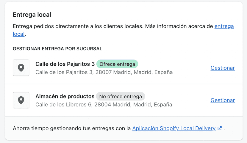 Métodos de envío en shopify configuración paso 6.