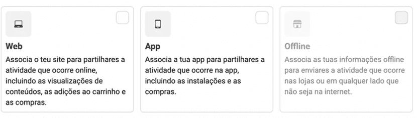 escolher fonte de dados facebook pixel