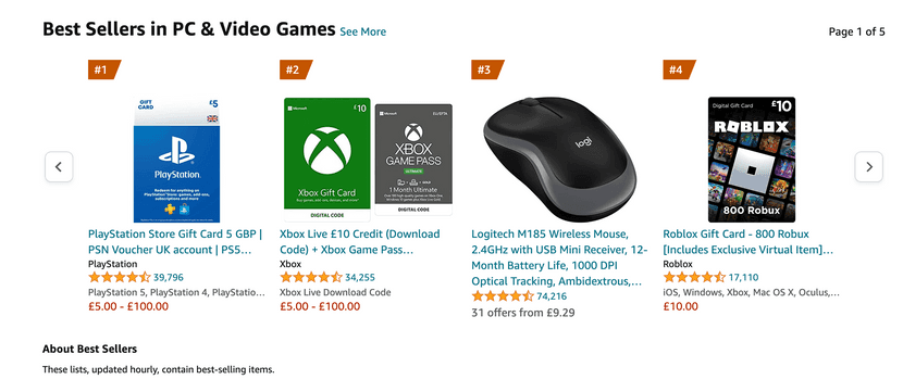 these are amazon's best sellers in the uk