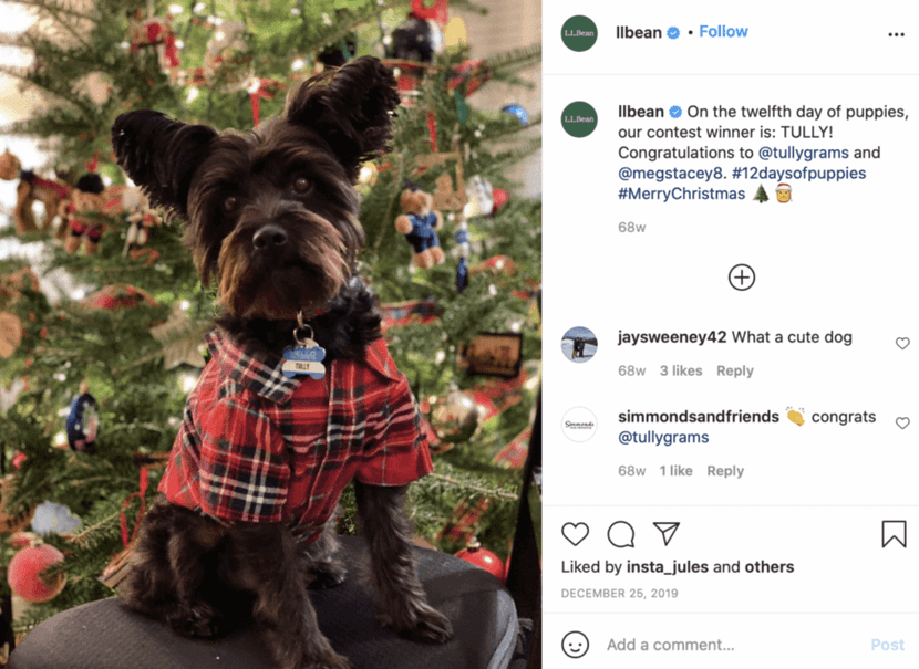 Publicidad navideña de L.L. Bean.