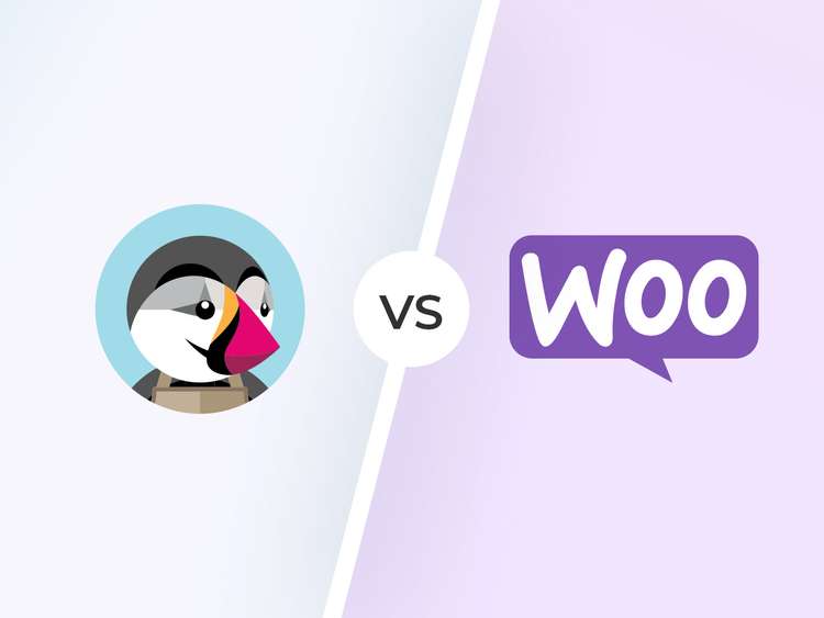 Logotipos de los CMS Prestashop y WooCommerce.