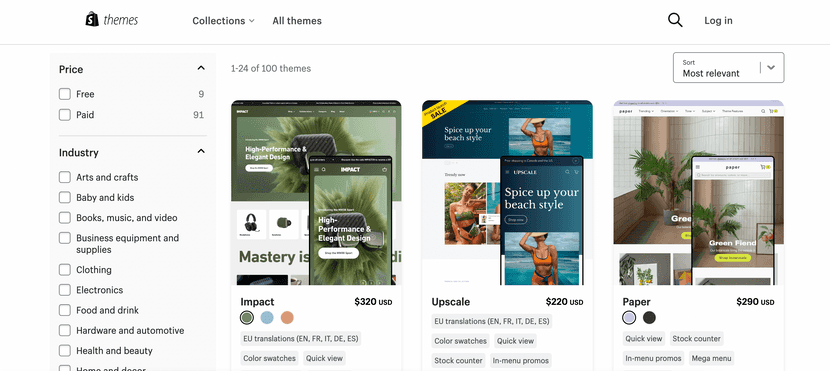 shopify themes examples