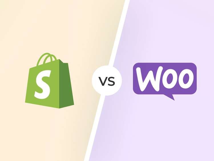 Logotipos de los CMS Shopify y WooCommerce.
