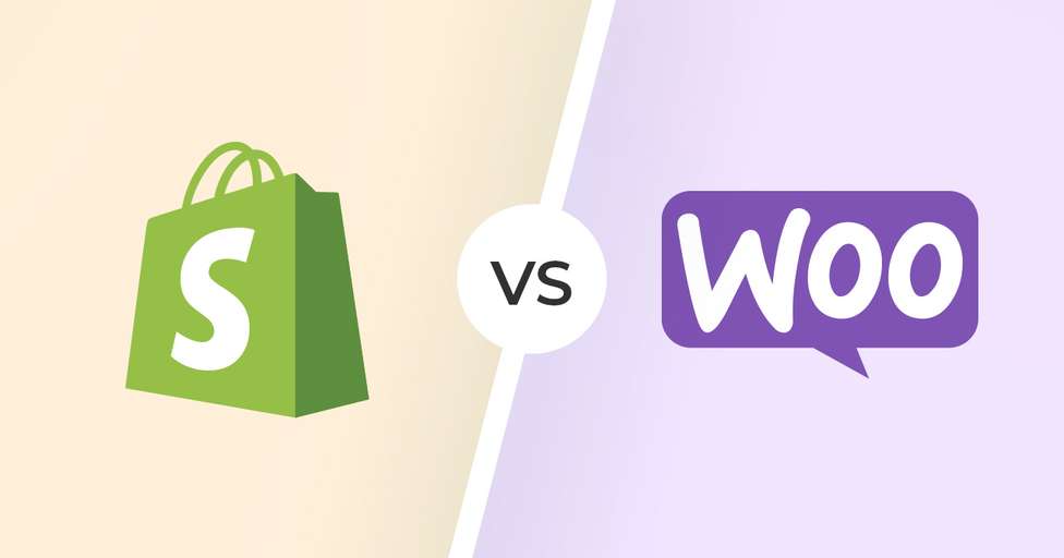 Logotipos de los CMS Shopify y WooCommerce.