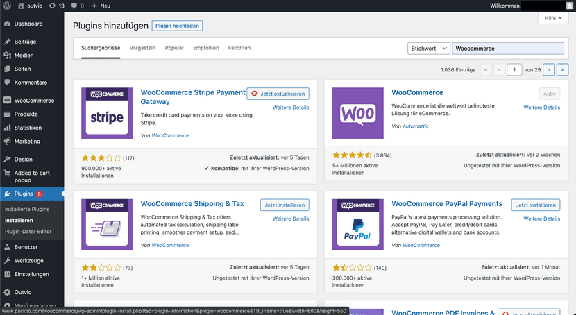 WooCommerce Plugin Seite