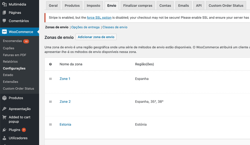 woocommerce envio