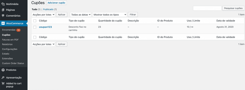 woocommerce cupoes de desconto