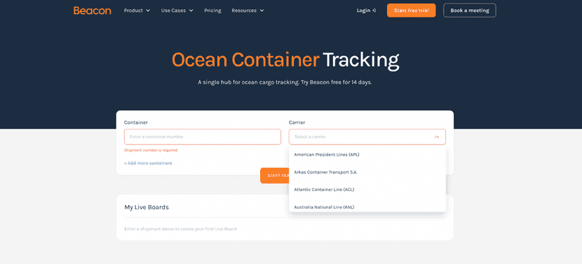 beacon inbound parcel monitoring platform