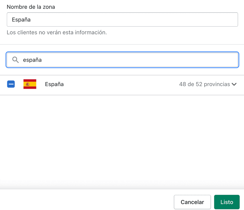 Métodos de envío en shopify configuración paso 4.