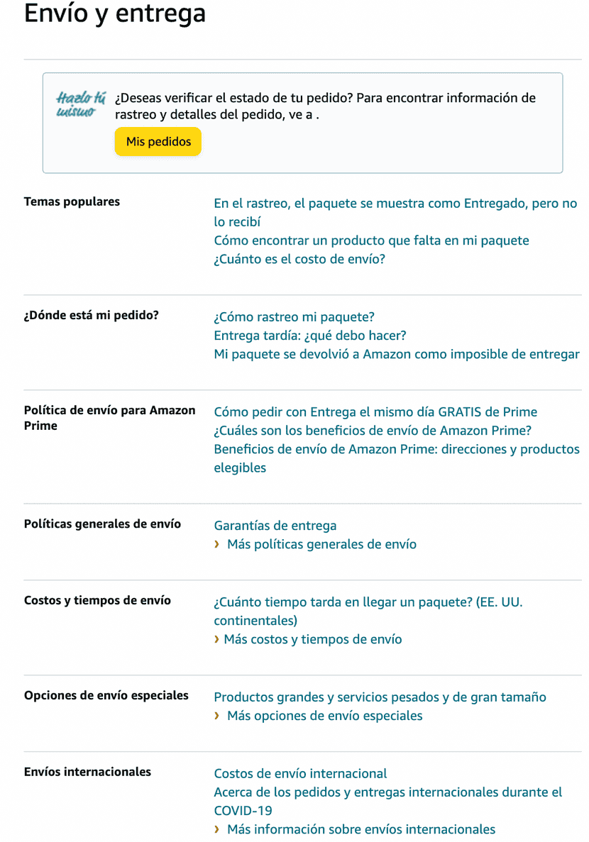 Política de envíos de Amazon.