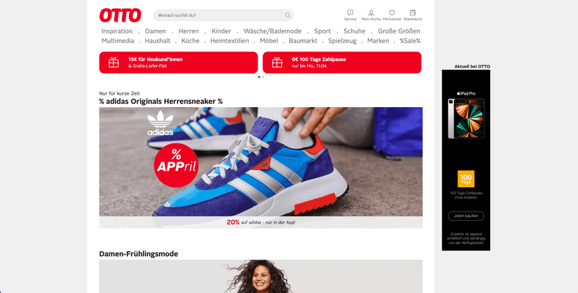 Landingpage der Otto Group