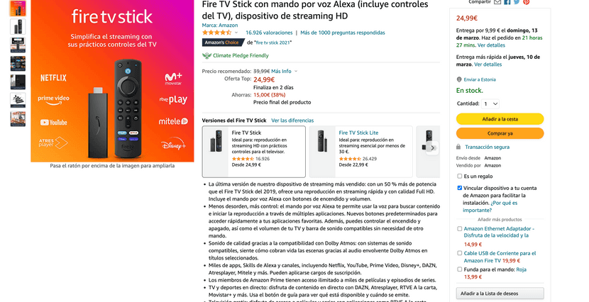 interfaz de amazon