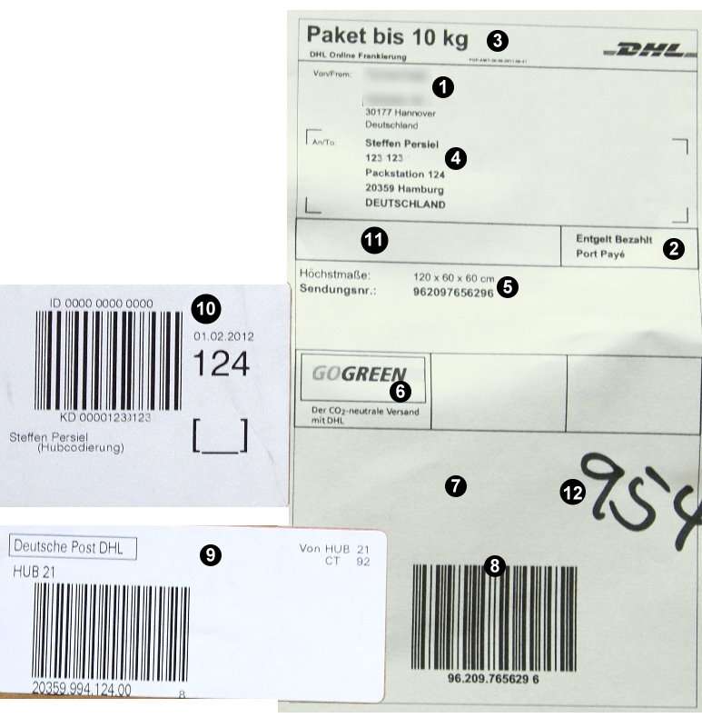 DHL Paketetikett mit Fehler