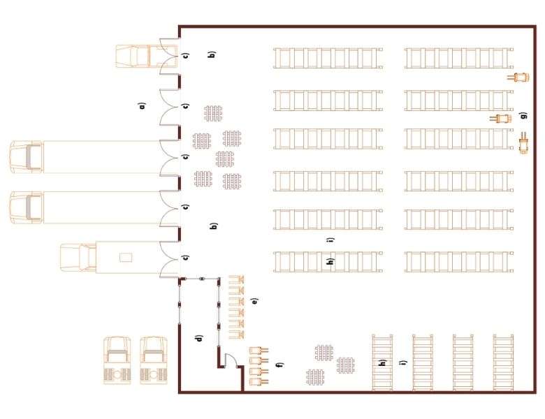 Ejemplo de un layout de almacén.