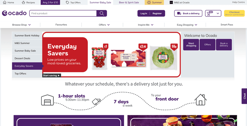 Ocado, supermercado de venta online.
