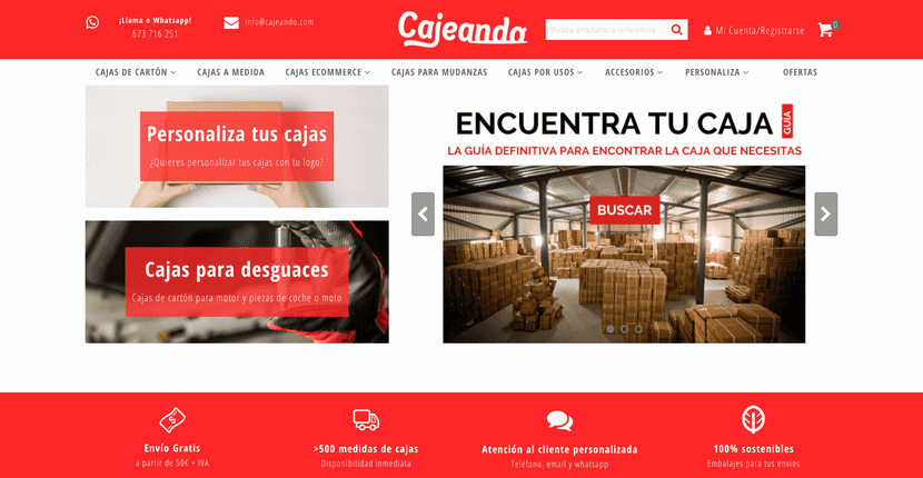 Empresa Cajeando de embalajes y packaging para eCommerce y tiendas online.