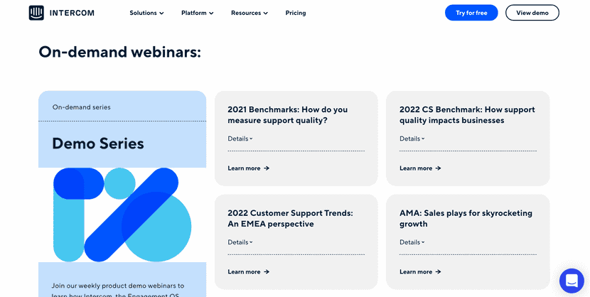 Estrategia de marketing de contenidos de Intercom.