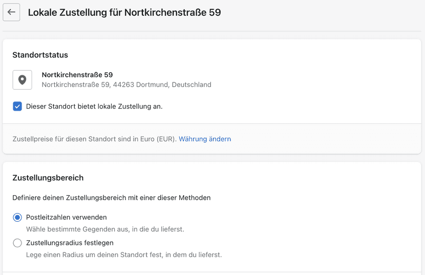 Lokale Zustellung Shopify