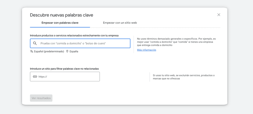 Planificador de palabras clave de Google Ads