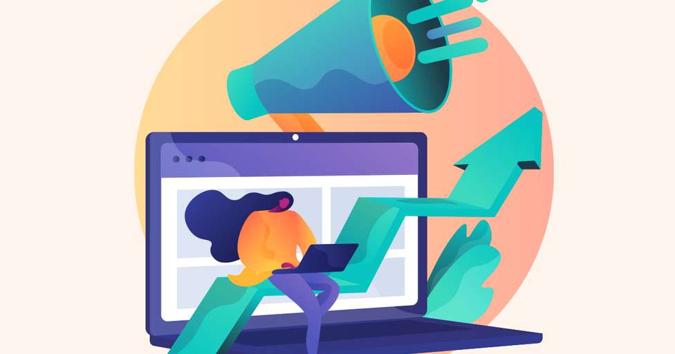 Diseño que representa cómo promocionar una tienda online y el aumento de las ventas
