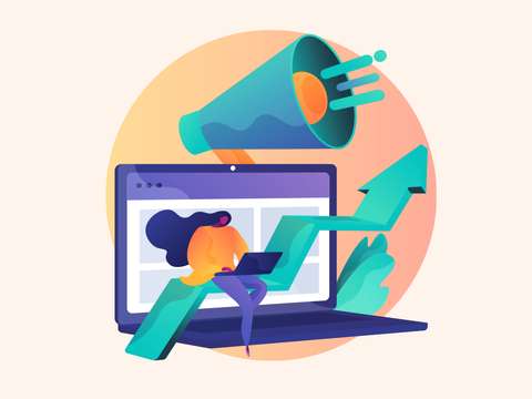 Diseño que representa cómo promocionar una tienda online y el aumento de las ventas